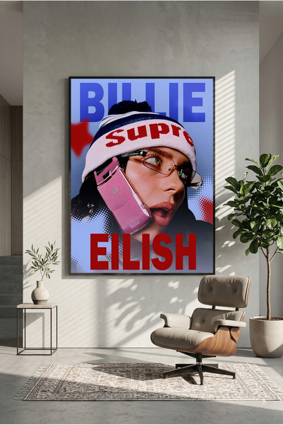 postercraft Poster din lemn cu icona Billie Eilish (fără ramă)