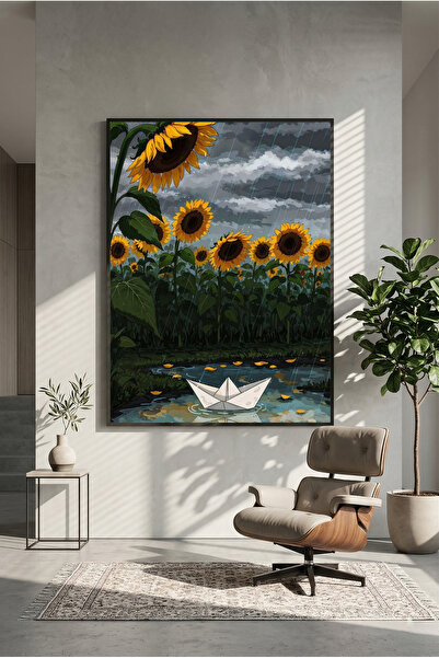 postercraft Poster artistic din lemn cu nava Floarea-soarelui (fără ramă)