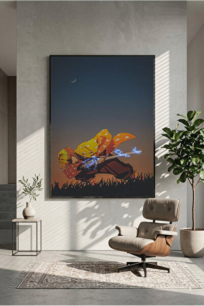 postercraft Ξύλινη αφίσα ζωγραφικής Demon Slayer Zenitsu (χωρίς πλαίσιο)