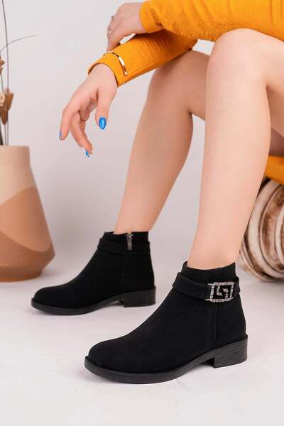 Nesil Shoes Sdf 161 Μαύρες Σμαραγδένιες Γυναικείες Μπότες με φερμουάρ