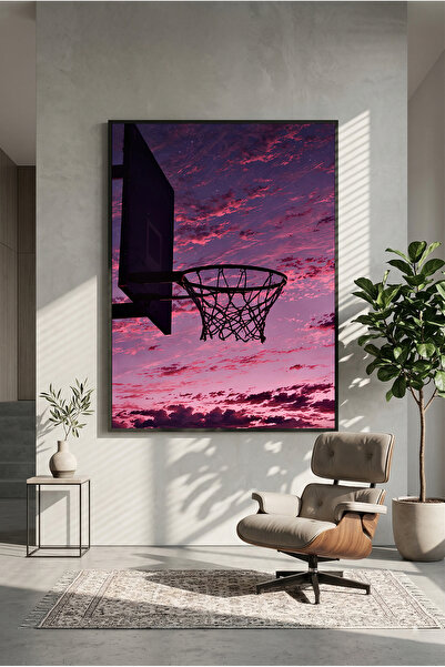 postercraft Poster modern cu panou grafic al terenului de baschet