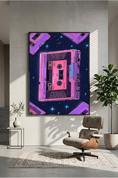 postercraft Poster/Tablou Modern cu Artă Casetă Neon Roz, tip Panou "