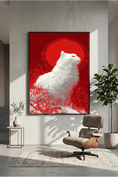 postercraft Red Cat Art Wooden Table Poster (Unframed)