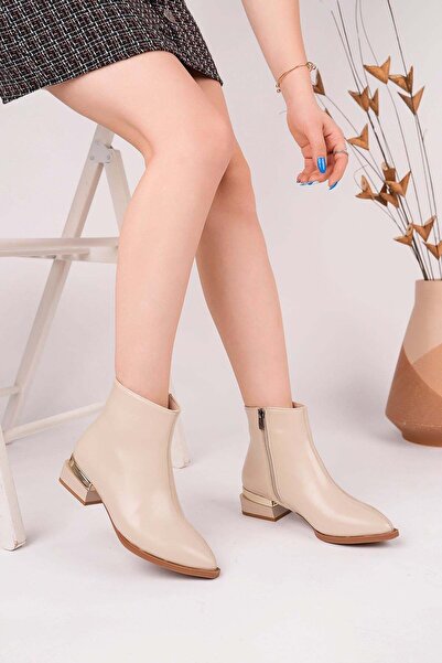 Nesil Shoes Γυναικείες μπότες Senyo 674 Ten με μεταλλικό τακούνι με λεπτομέρειες