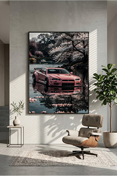 postercraft Poster iconic din lemn cu tabloul Nissan Skyline GT-R (R34) (fără...