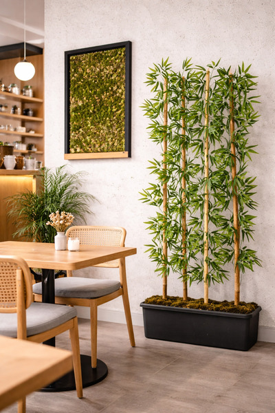 NS BAMBU DESIGN Ekonomik Bambu Seperatör Paravan Çiçek
