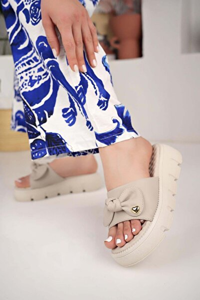 Nesil Shoes Dvm 6600 Μπεζ Γυναικείες Παντόφλες - Σόλα Μασάζ