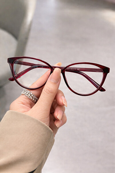 PİYESBOUTİQUE 50 Ekartman Cat Eye Kemik Şeffaf Kadın Erkek Unisex Mavi Işık K...