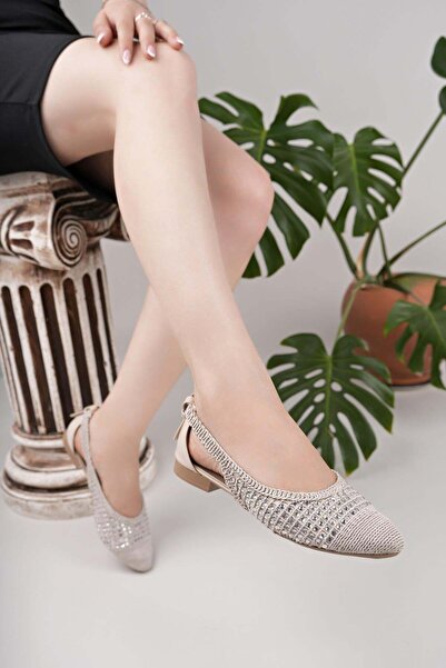 Nesil Shoes Γυναικείες μπαλαρίνες Ceylan 230 Skin Stone Straw