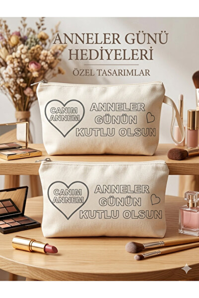 ORGANİZASYON HEDİYEM 5 ADET ANNELER GÜNÜ HEDİYESİ HAM BEZ BOYANABİLİR MAKYAJ ...