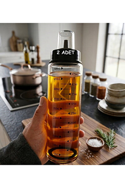 AKG TİC 2 Glass Oil Containers with Leak-Proof Lids and Covers