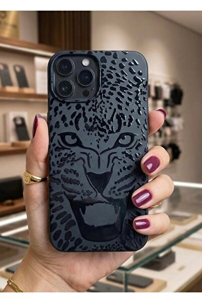 OVADA İphone 15 Pro Max Uyumlu Leopar Desenli Silikon Telefon Kılıfı