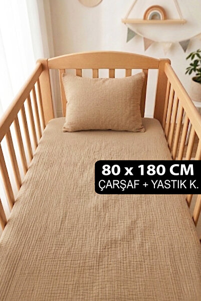 Soho Organics Müslin Lastikli Çarşaf Seti - 80x180 cm | Yatak Yüksekliği 10-1...