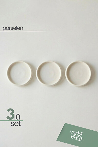 Varbifırsat Aura 3'lü Porselen Sunum Tabağı 10,5 cm |Yuvarlak Servis, Kahvalt...
