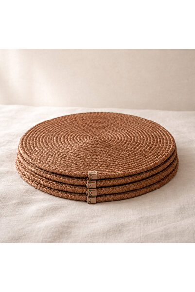 Naspar Σετ 4 τεμαχίων χάλκινων πιάτων σε χρώμα καφέ, μοντέρνα αμερικανική σερ...