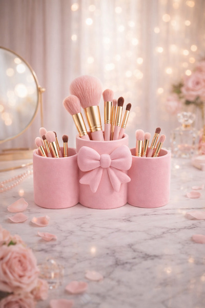 HEDİX DİGİTAL HEDİX 3lü Dekoratif Masa Üstü Fırçalık/Kalemlik