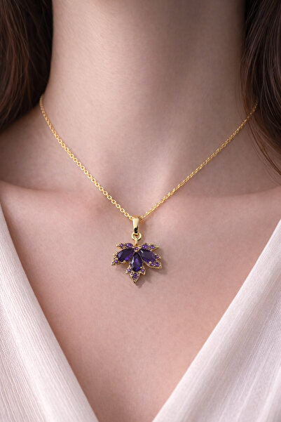 LooRen Butik Leaf Stone Detailed Gold Color Stainless Tarnish Resistant Women...