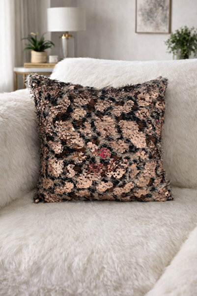 MER HOME Husă de pernă cu paiete dense cu model leopard