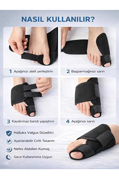 Ankaflex 1 Çift Ayak Ateli Medikal Halluks Valgus Gece Başparmak Ateli Ayak Başparmak Düzeltici Aparat