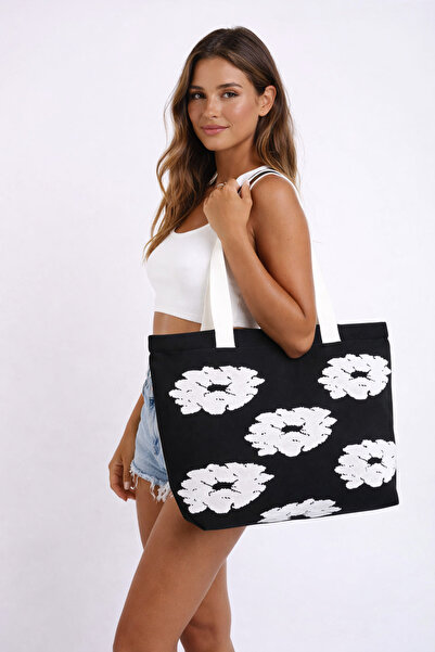 Sebir Moda Τσάντα ώμου και παραλίας με μοτίβο λουλουδιών