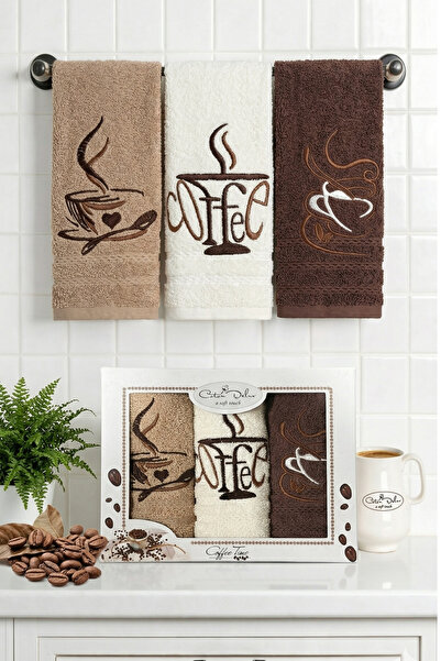 Coton Delux 3-τεμαχιακό Σετ Πετσέτες Κουζίνας Coffee Με σχέδιο - 30x50 - 100%...