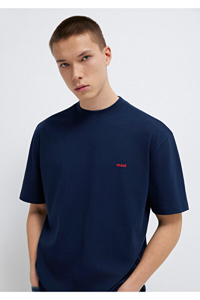 Mavi Bedrucktes marineblaues T-Shirt mit lockerer Passform / lockerem, bequem...