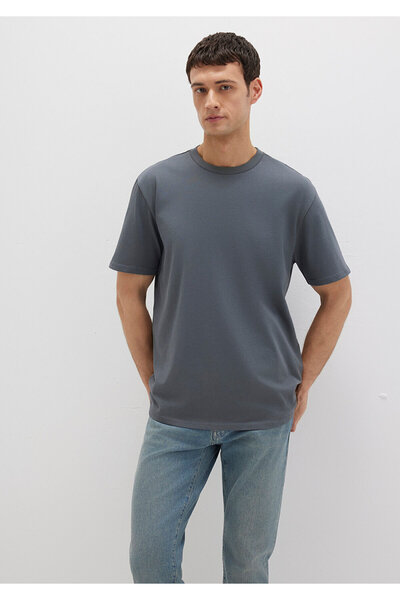 Mavi Anthrazitfarbenes Basic-T-Shirt mit Rundhalsausschnitt, lockere Passform...