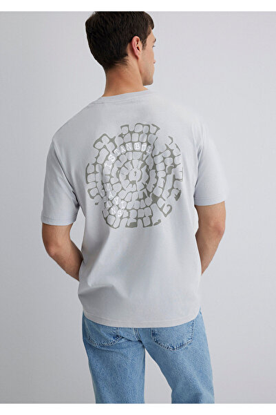 Mavi Graues T-Shirt mit Istanbul-Print, lockere Passform / bequemer Schnitt 0...