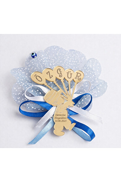 GÜVEN Pleksi Çocuk Figürlü Isimli Sünnet Hediyelik Gümüş Renk Magnetler 12 Adet