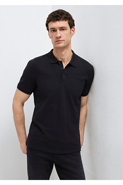 Mavi Schwarzes Polo-T-Shirt Slim Fit / Schmaler Schnitt 064946-21842