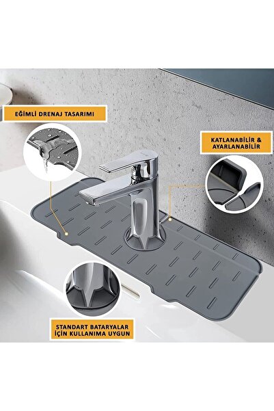 İLİVA Gri Su Tutucu Musluk Matı Mutfak Banyo Için Koruyucu Musluk Lavabo Matı...