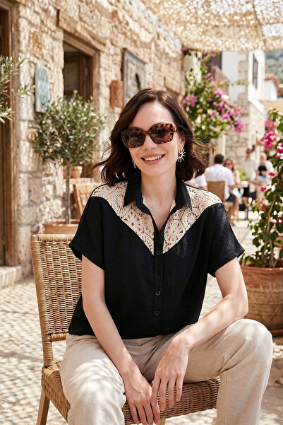 Lela Πουκάμισο με κοντό μανίκι με δαντέλα 5865764