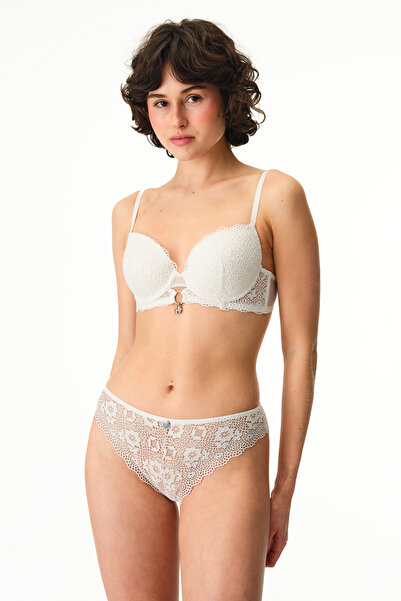 Penti Σουτιέν από δαντέλα σε ανοιχτό λευκό χρώμα Laluce