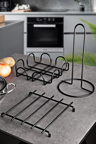 MG HOME Σετ 3 Μαύρη θήκη για χαρτοπετσέτα Μαύρο Χρώμα Ανοξείδωτο Σετ σερβιρίσ...