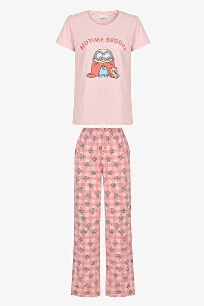 Penti Ανοιχτό ροζ σετ πιτζάμες από βαμβακερό παντελόνι Minions