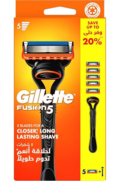 Gillette جيليت فيوجن 5 ماكينة حلاقة للرجال مع مقبض + 5 شفرات