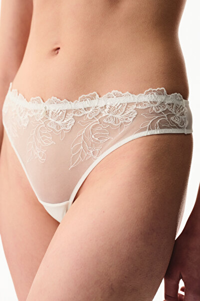 Penti Εκρού Κεντητό Σλιπ Τάνγκα