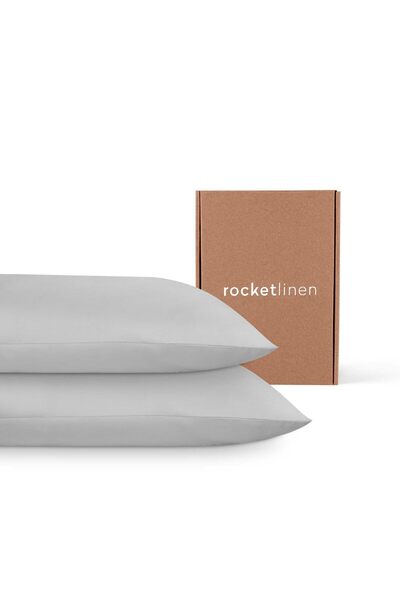 RocketLinen أغطية وسائد رمادية فاتحة 100% قطن، طقم من قطعتين، 400 خيط (أغطية ...