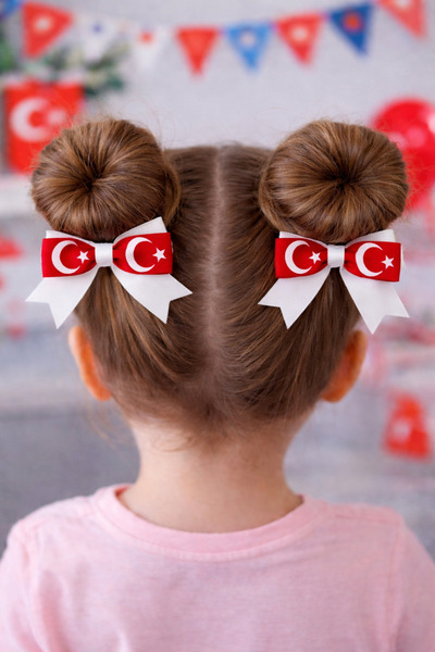 Sweet bunny April 23Rd Girls' Hair Clip |   Turkish Flag Bowknot Buckle |   K...