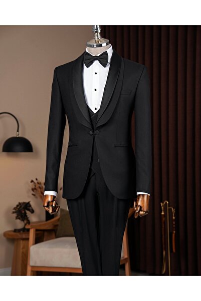 TerziAdemAltun İtalyan stil slim fit şal yaka ceket yelek pantolon damatlık s...