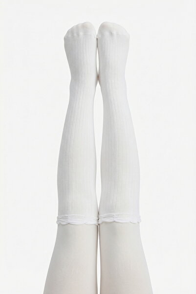 Penti Κοριτσίστικο λευκό όμορφο καλσόν με ραβδώσεις