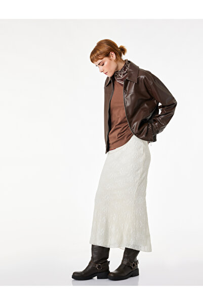 Koton Slit A-Line Lace Midi Skirt