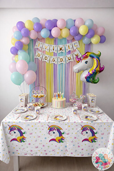 Joyane Unicorn Doğum Günü Elite Set | Makaron Balon Seti 130 Parça + Unicorn ...