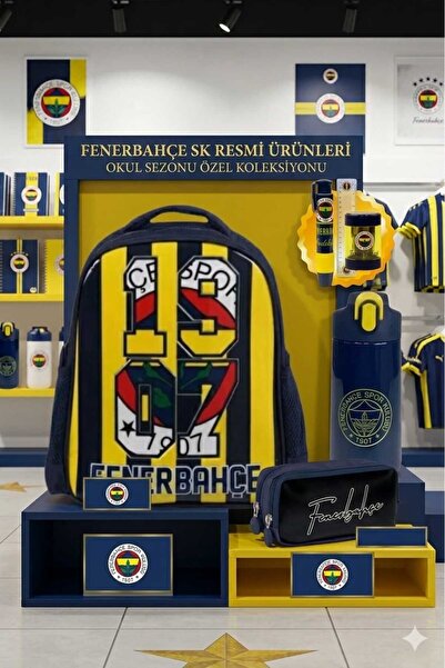 Fenerbahçe Lisanslı Anaokulu Çantası, Çift Gözlü Kalem Çantası - Çelik Matara...