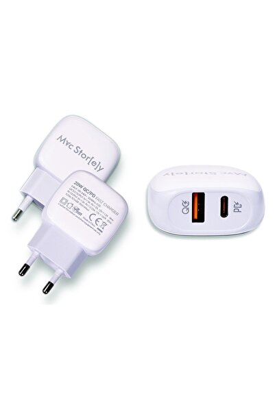 Mcstorey Hızlı Şarj Aleti Güç Adaptörü 20W QC/PD Type-C ve USB-A Girişli iPhone ile Uyumlu