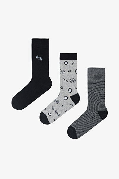 Penti Gray Legends Men's Polka Dot Patterned 3-Piece Socks