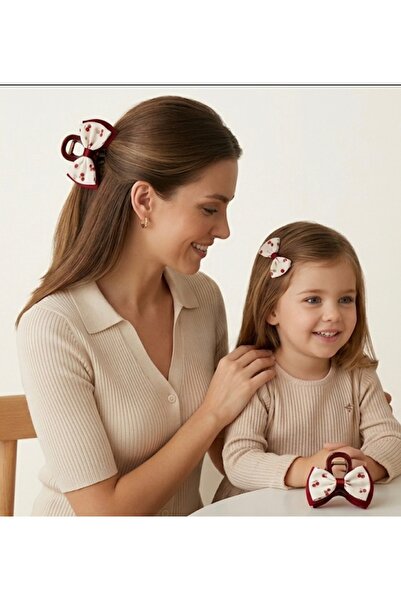 LİNACO Anne Kız Kombin Toka Seti – Çocuk ve Anne Uyumlu Saç Aksesuarı, Kiraz ...