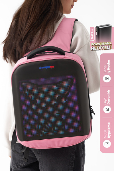 Zampago Urban Led Ekranlı Sırt Çantası- 10.000 mAh Powerbank Hediyeli