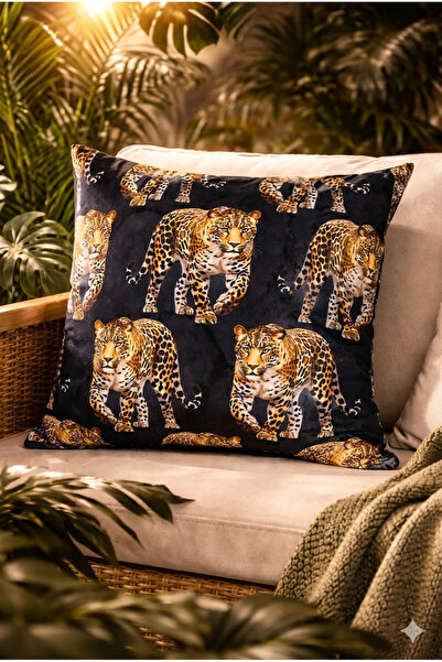 ASDİVA Διακοσμητικό κάλυμμα μαξιλαριού ριχτάρι με σχέδιο Pardus Leopard Ψηφια...