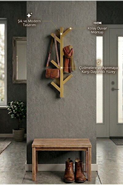 Grandmix Duvara Monte Metal Vestiyer Portmanto Askılık Minimalist Tasarım Elb...